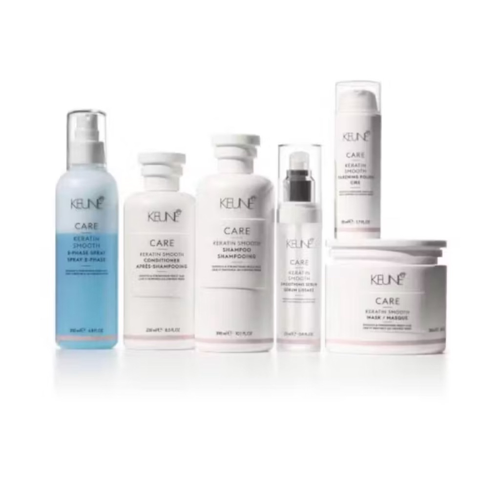 KEUNE CARE KERATIN SMOOTH SHAMPOO/CONDI/MASK/2 PHASE SPRAY
