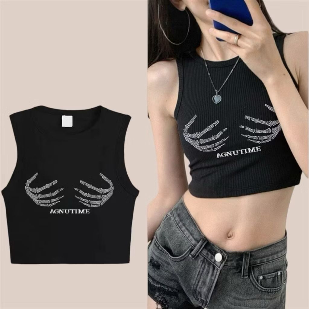 rcsbeauty - tanktop wanita hitam pink atasan wanita croptop y2k baju wanita stylish kekinian