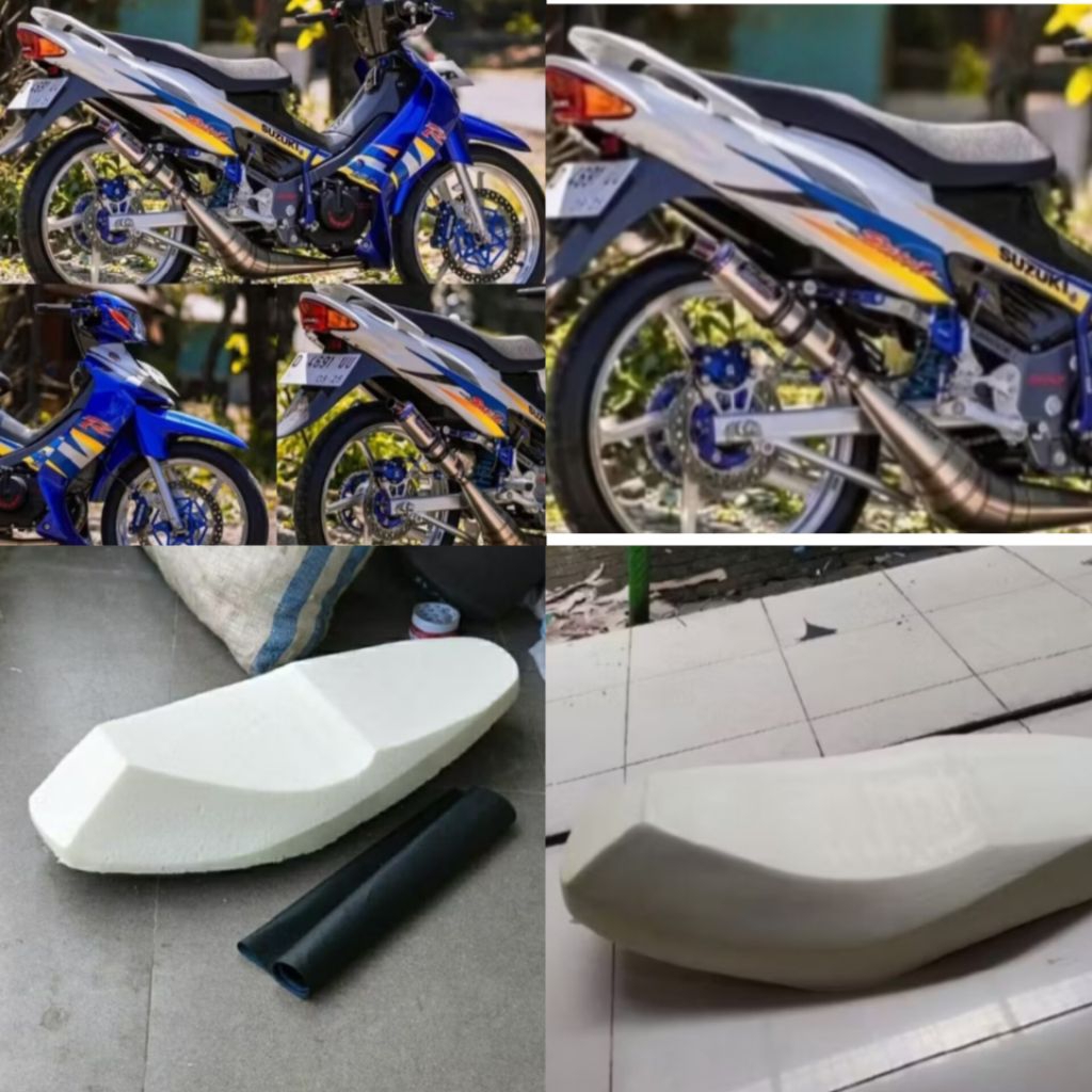 busa jok satria HIU 2 tak tingkat + kulit amplas _ jok satria HIU 2 tak standar tingkat