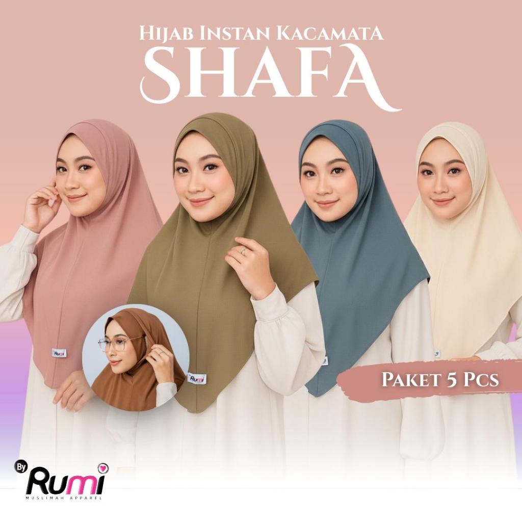 [Paket 5 Pcs] Bergo Malay Oval Instan Kacamata Shafa Modern Hijab Daily Lubang Telinga Simpel Spesia
