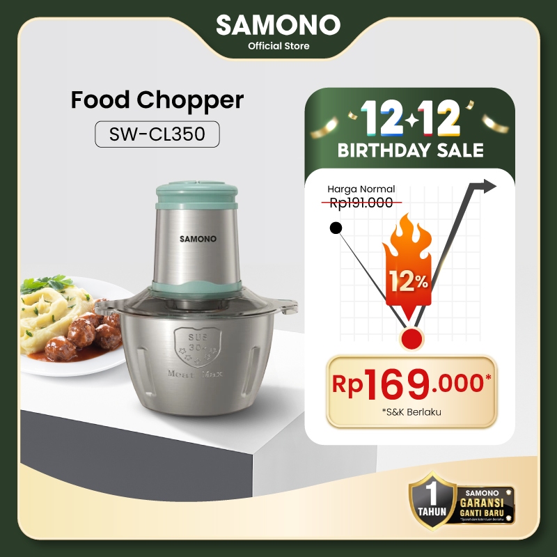 SAMONO Chopper 2L Stainless Multifungsi coper daging dan bumbu chopper daging dan bumbu coper bumbu 