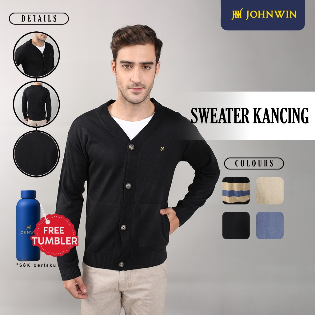 Johnwin - Cardigan Active Casual - Outer Pria - Hitam - ASW.662.D046.003.C