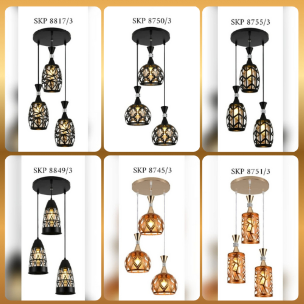 SL8817/8750/8755/8849/8745/871-3 LAMPU GANTUNG KACA KLASIK RUANG TAMU RESTO MEJA MAKAN PENDANT LAMP