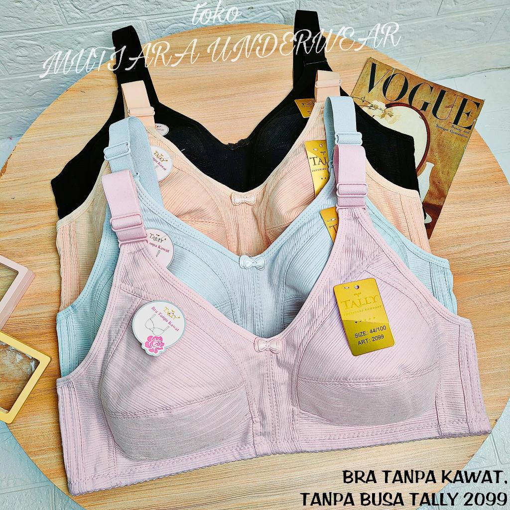 Big Size Bra / Bra Jumbo TALLY 2099 Tanpa Kawat Tanpa Cup Busa Ukuran 38-44 Cup D