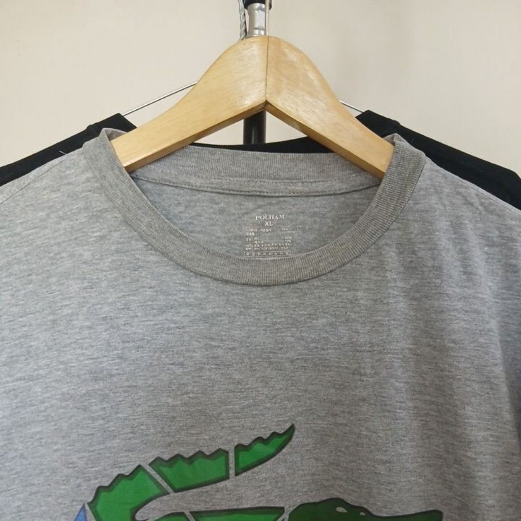 Kaos katun built up warna abu kerah kencang POLHAM second Original size L ld 114cm pjg 70cm mulus no