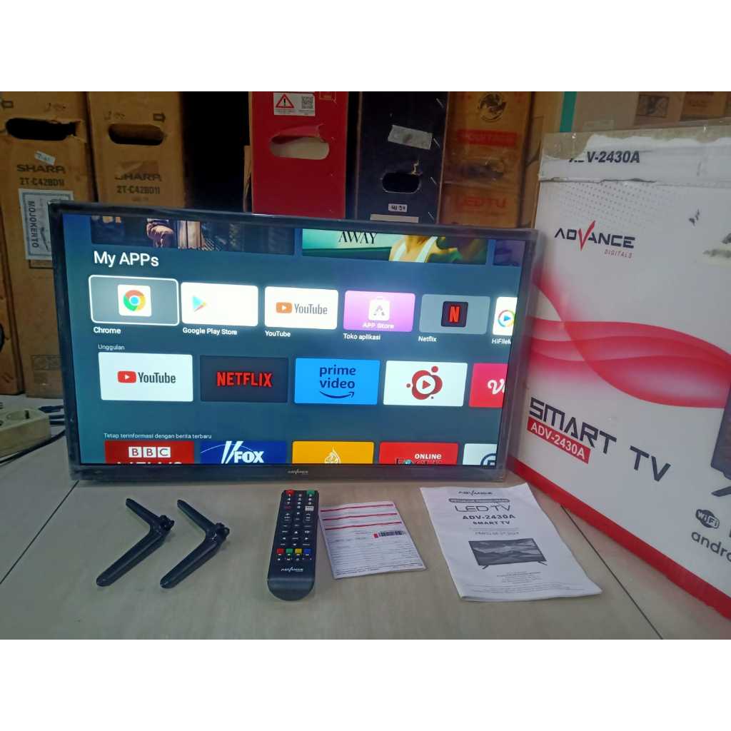 TV LED ADVANCE 24IN SMART TV ANDROID SUDAH PLAYSTORE YOUTUBE NETFLIX BEKAS
