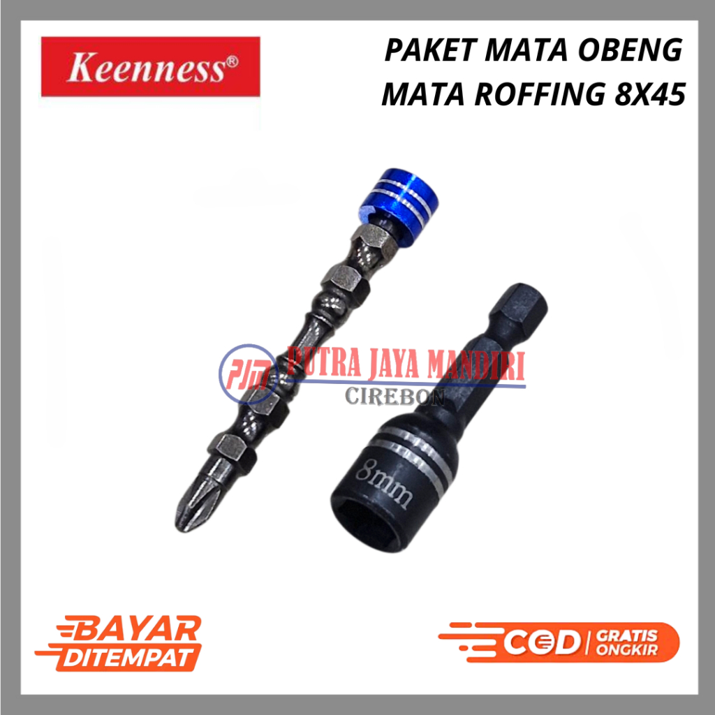 Paket Mata Bor Obeng Mata Roffing 8x45 MM Baut Baja Ringan