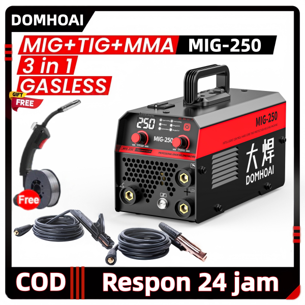 DOMHOAI mesin las 3 in 1 las MIG 450 watt tanpa gas mesin las inverter las listrik untuk besi las li