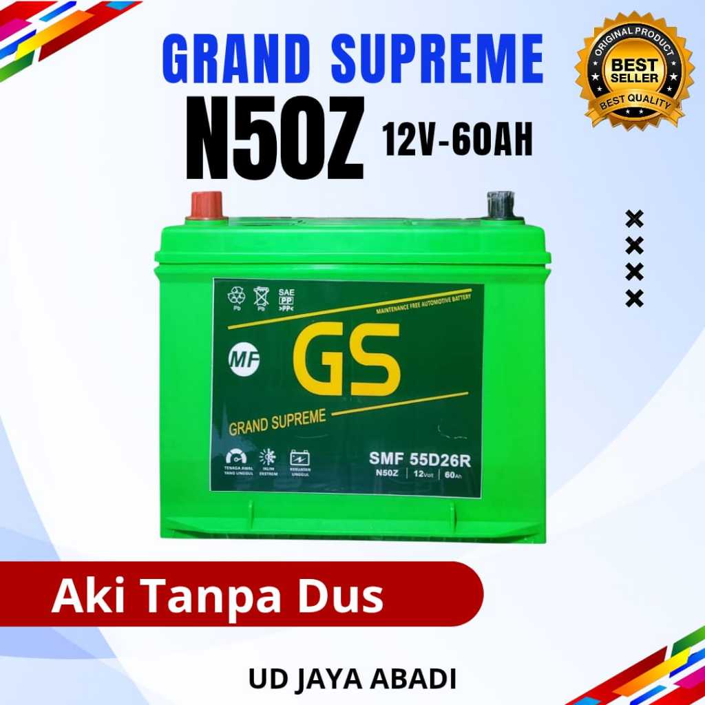 Aki TANPA DUS GS Grand Supreme N50Z & N50ZL 12V 60AH