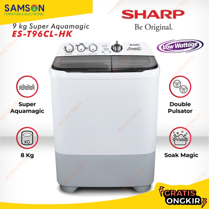 MESIN CUCI SHARP 9 KG ES-T96CL/EST96CL MANUAL 2 TABUNG SUPER AQUAMAGIC