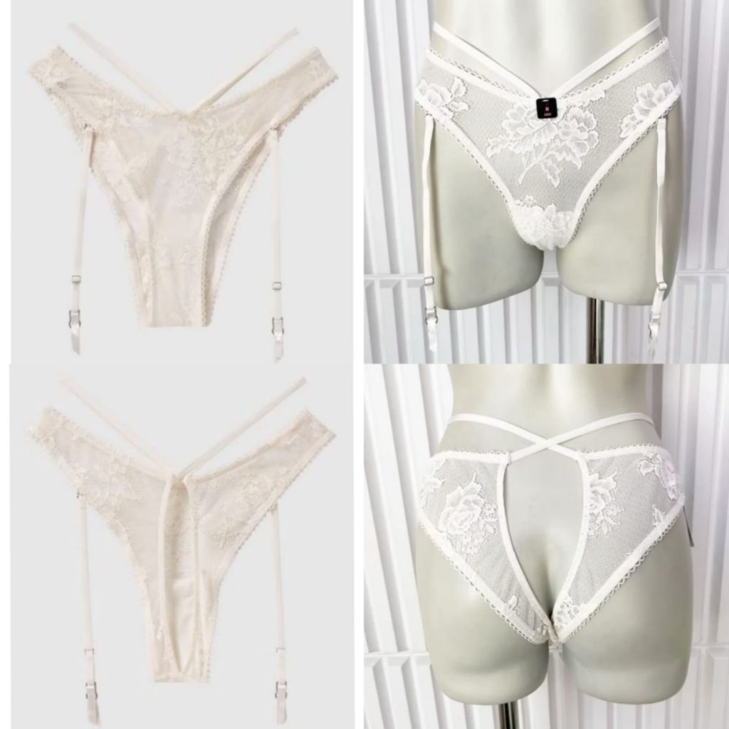 La Senza Unlined Lace Sexy Set & Mini Cheeky Bumless Panty Garter Celana Dalam Wanita L 60217014 ( 6