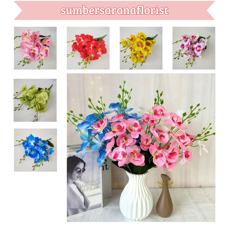 Bunga Anggrek Palsu Plastik Artificial Dekorasi Bulan Latex Rimbun BG50