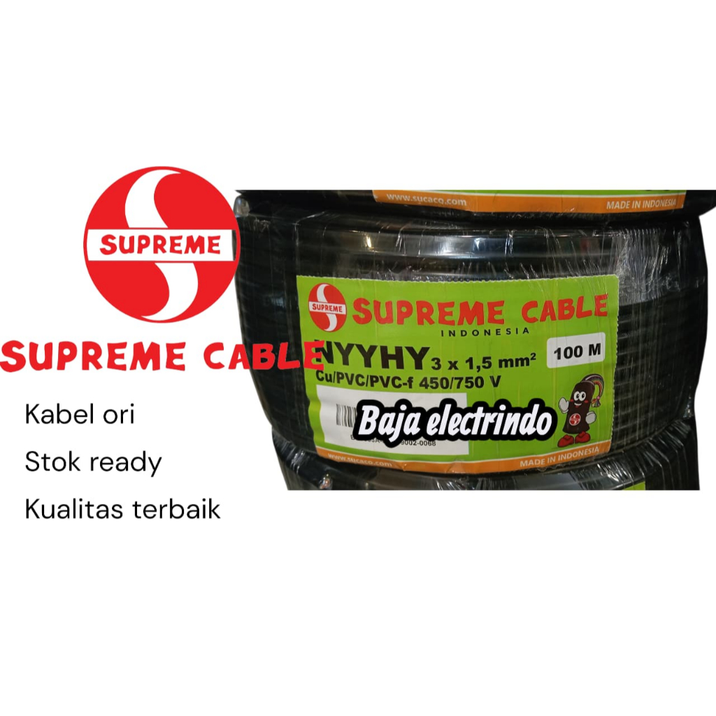 Kabel Serabut isi 3 NYYHY 3X1,5mm SUPREME @50m NYYHY 3x1,5 3x1.5 mm 3x1.5mm SUPREME 50meter