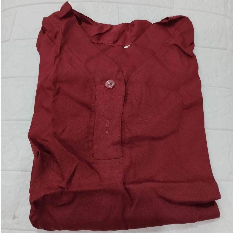 Baju Atasan Wanita Lengan 3/4 Warna Merah Maroon Size L