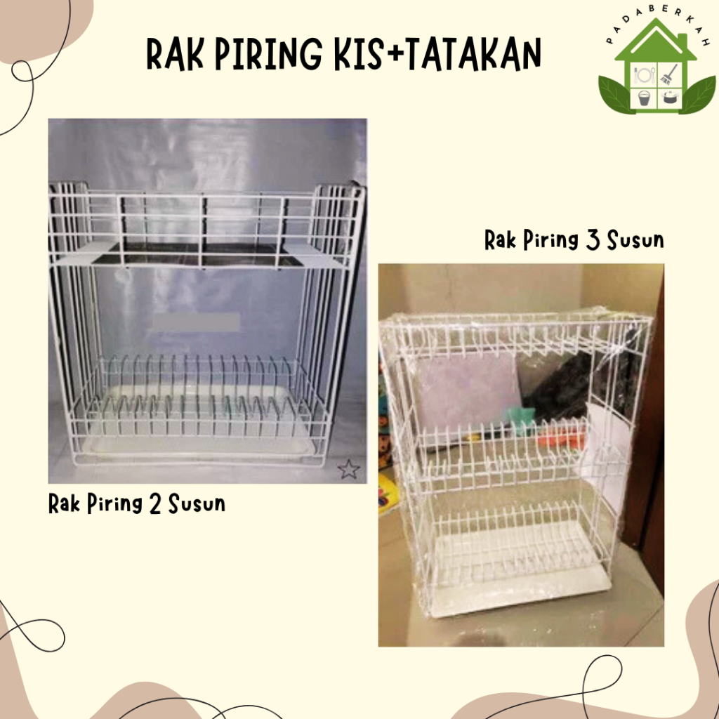Rak Piring 2 Susun + Tatakan/Nampan Rak Piring - Rak Piring 3 susun/Rak Piring Kitchen Set Besi KIS