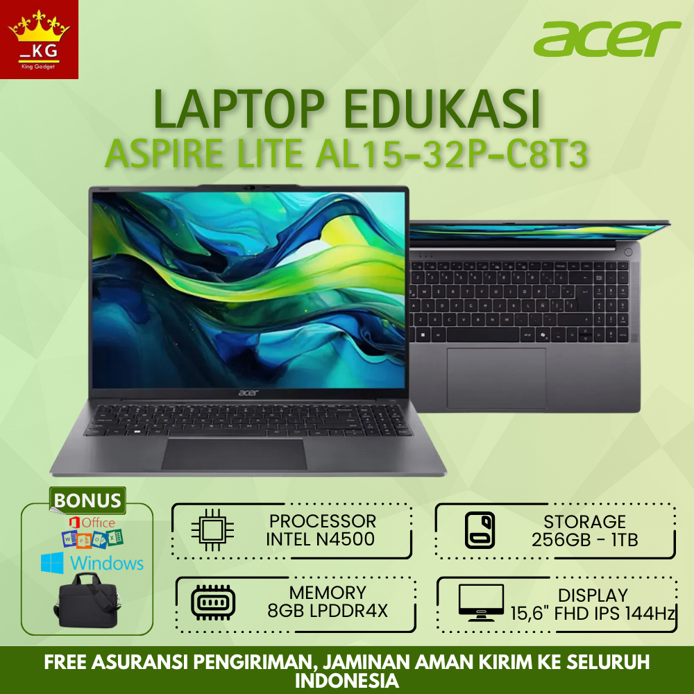 Laptop BARU 3-Jutaan Acer Aspire Lite 15 - C8T3 Intel N4500 SSD 256GB Ram 8GB 15.6" FHD Flash Sale