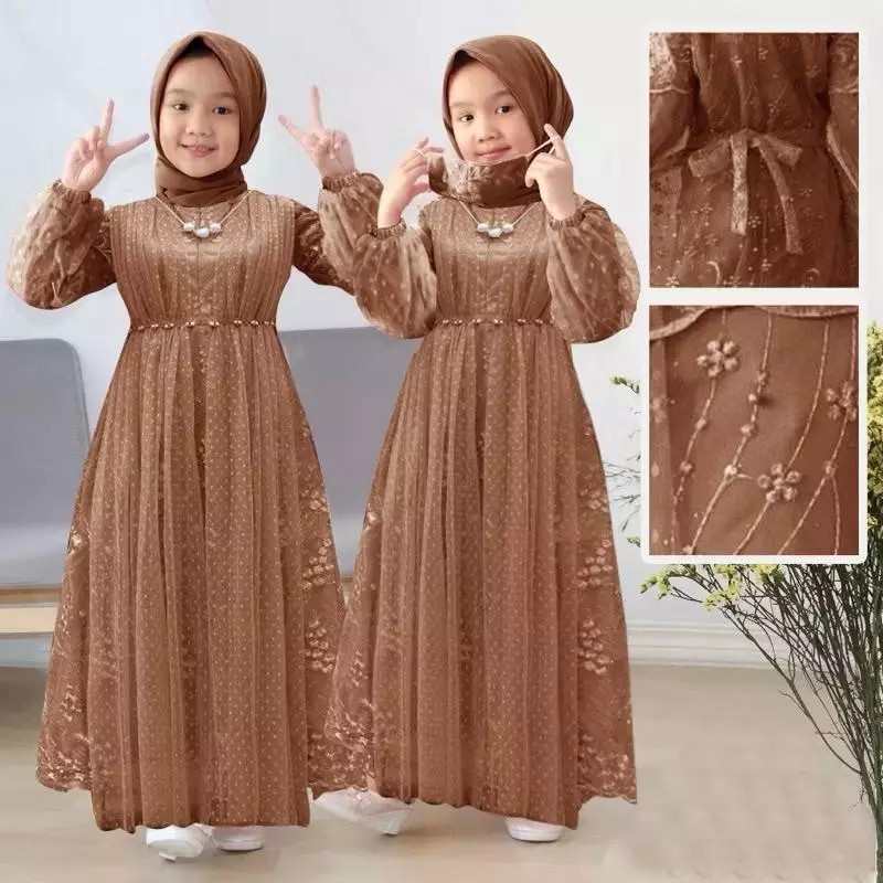 Gamis Anak EILIYAH Pakaian Muslim Anak Kekinian Kondangan Dres Lebaran Seragam Ukuran S M L XL