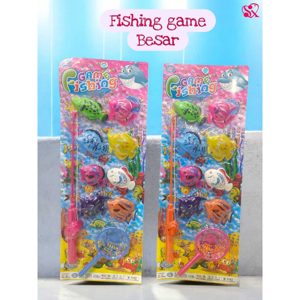 Mainan Pancingan Ikan Magnet Besar 8 Pcs Plus Serokan Dan Pancingan- Mainan Pancingan Besar(B1152)