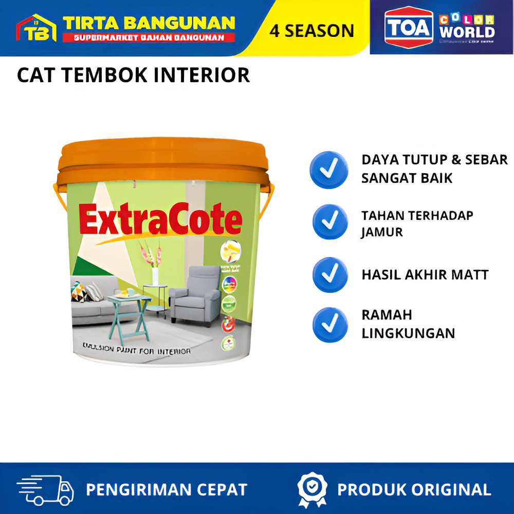 TOA EXTRACOAT A1500 - WHITE 5KG/ CAT TEMBOK INTERIOR