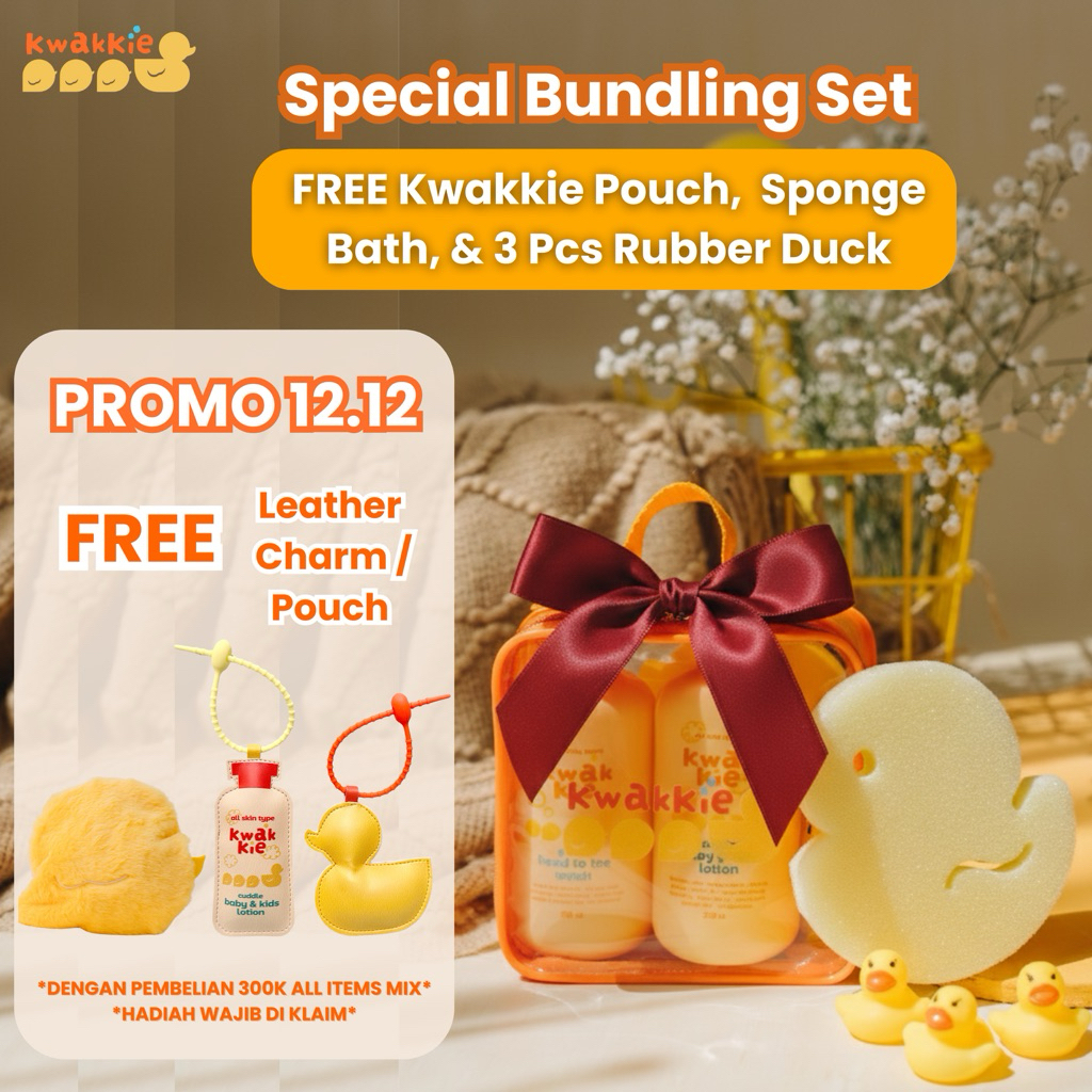 [SPECIAL CHRISTMAS HAMPERS BUNDLING SET] Kwakkie FREE POUCH, SPONGE BATH & RUBBER DUCK-Gentle Head t