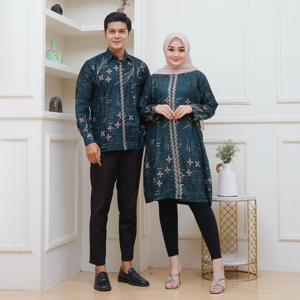 Batik atasan pria lengan panjang dan pendek, wanita Blouse kombinasi dan tunik kombinasi bahan katun