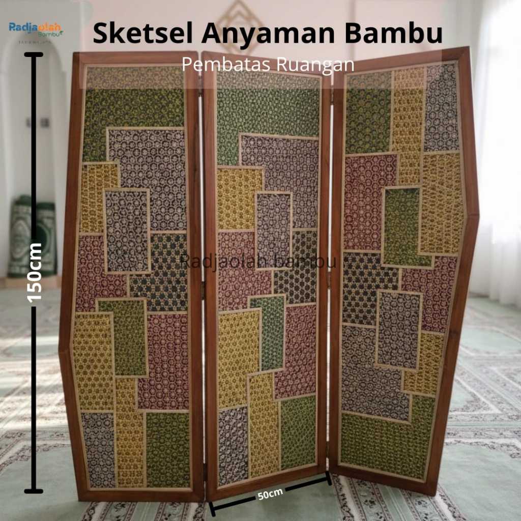 (FREE PACKING KAYU) Sketsel Pembatas Ruangan / Pembatas Ruangan 3 pintu SAT-03  - Partisi Ruangan AN