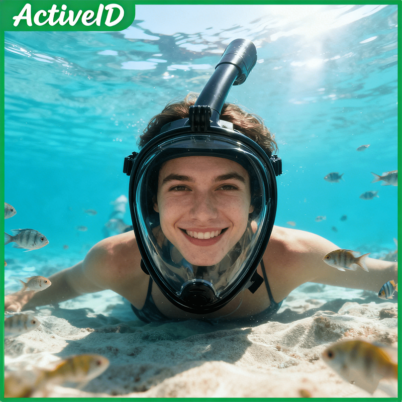 Snorkel Full Face Nyaman Dibawa - Anti Kabut Mount Camera GoPro Xiaomi untuk Liburan Air