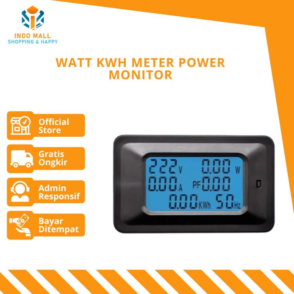 Watt KWH Meter Power Monitor Daya Digital Multifungsi 20A  Wattmeter Voltmeter Ammeter