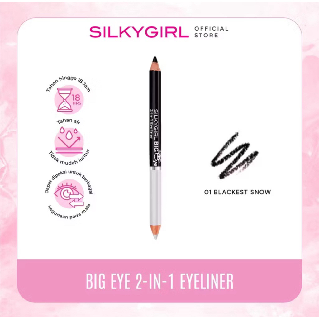 SilkyGirl Big Eye 2 in 1 Eyeliner Pensil BLACKEST SNOW