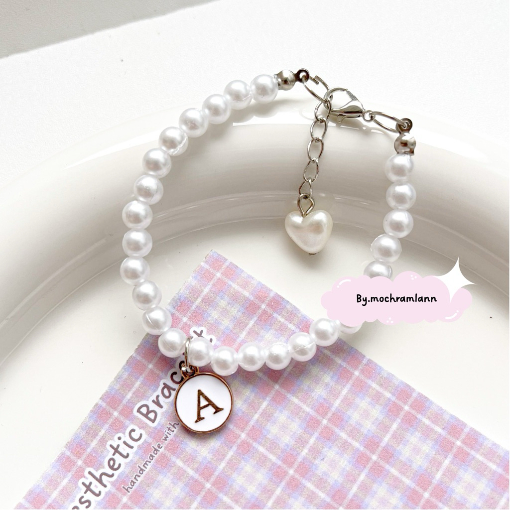 GELANG MUTIARA//BISA PILIH HURUF//GELANG LUCU AESTHETIC HANDMADE