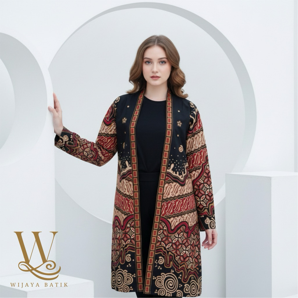 CRETA COUPLE CARDIGAN TUNIK BATIK KEMEJA BATIK WANITA KATUN PREMIUM LAPIS FURING TRICOT