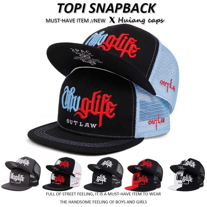 Topi Snapback Thuglife Bordir 2PAC topi trucker hiphop Cap Casual Distro Fashion Pria Wanita
