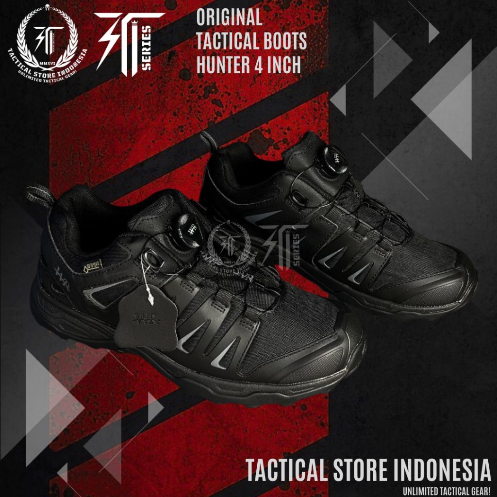 TSI SERIES ® 100% ORIGINAL - Sepatu Outdoor Tactical Hiking WR HUNTER 4 Inch Tali Putar Lacing Syste