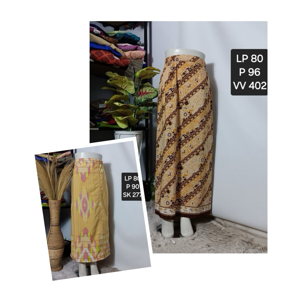 rok preloved panjang maxi formal motif garis kuning coksu