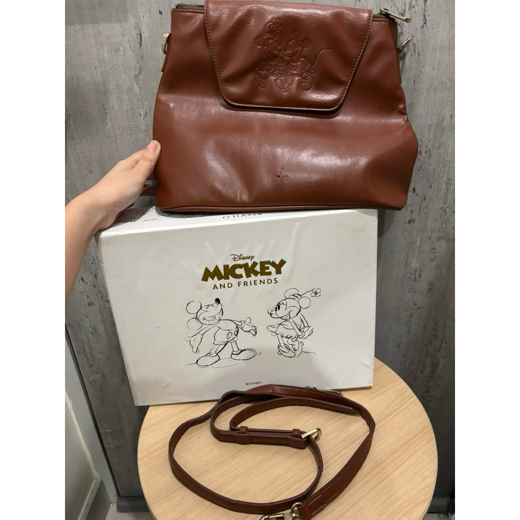 POVILO X DISNEY MICKEY BROWN SLING BAG INCLUDE BOX NOT TIA THIS IS APRIL ROOSY SNY THE LABEL