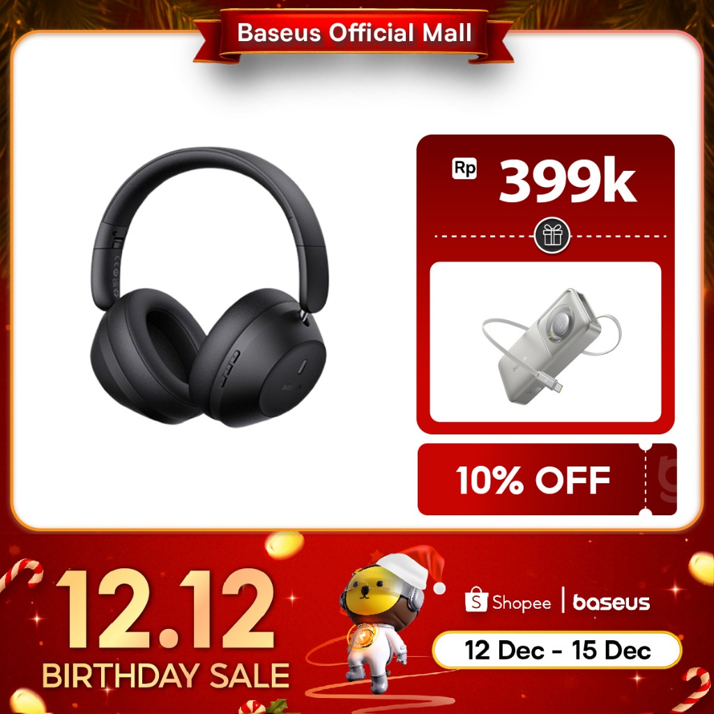 Baseus Bass 30 Max Wireless Headphone Earphone 50 Jam Super Bass Bantalan Lembut