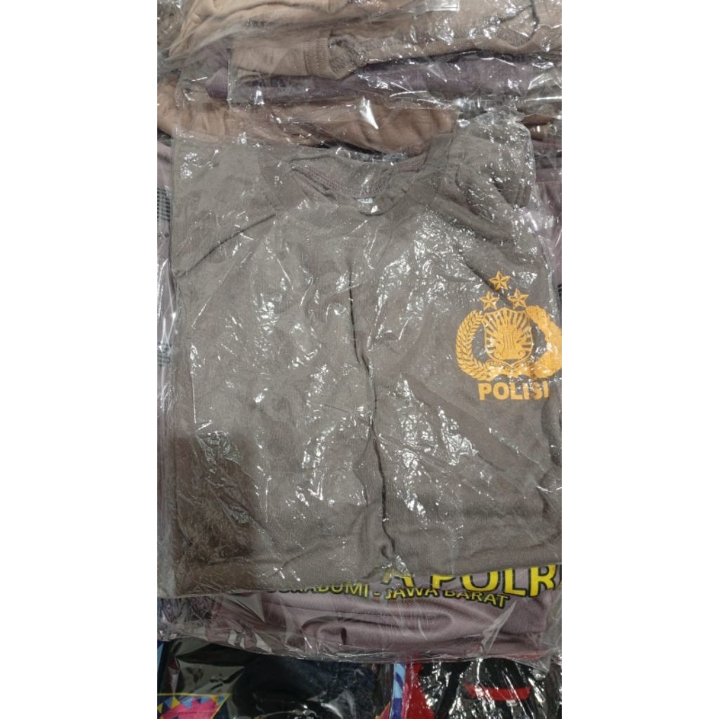 Kaos dalaman polri bahan adem  | kaos coklat polisi