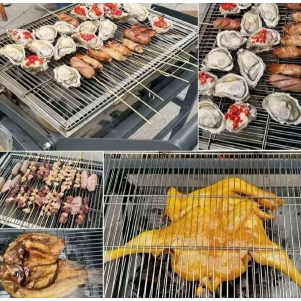 Alat pemanggang ayam/ikan Desain berputar lipat panggangan arang komersial kapasitas besar kustom ku