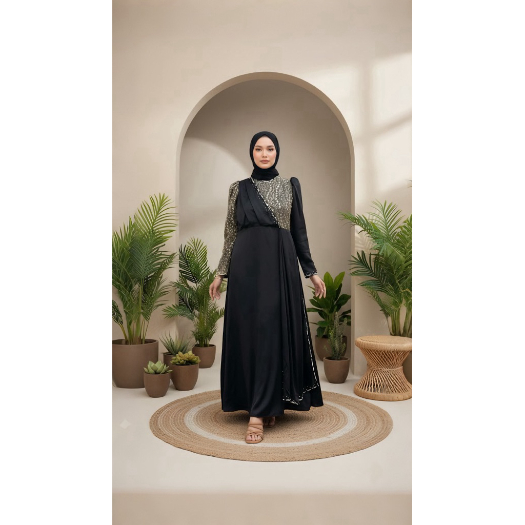 AIRIN DRESS - Gold Black
