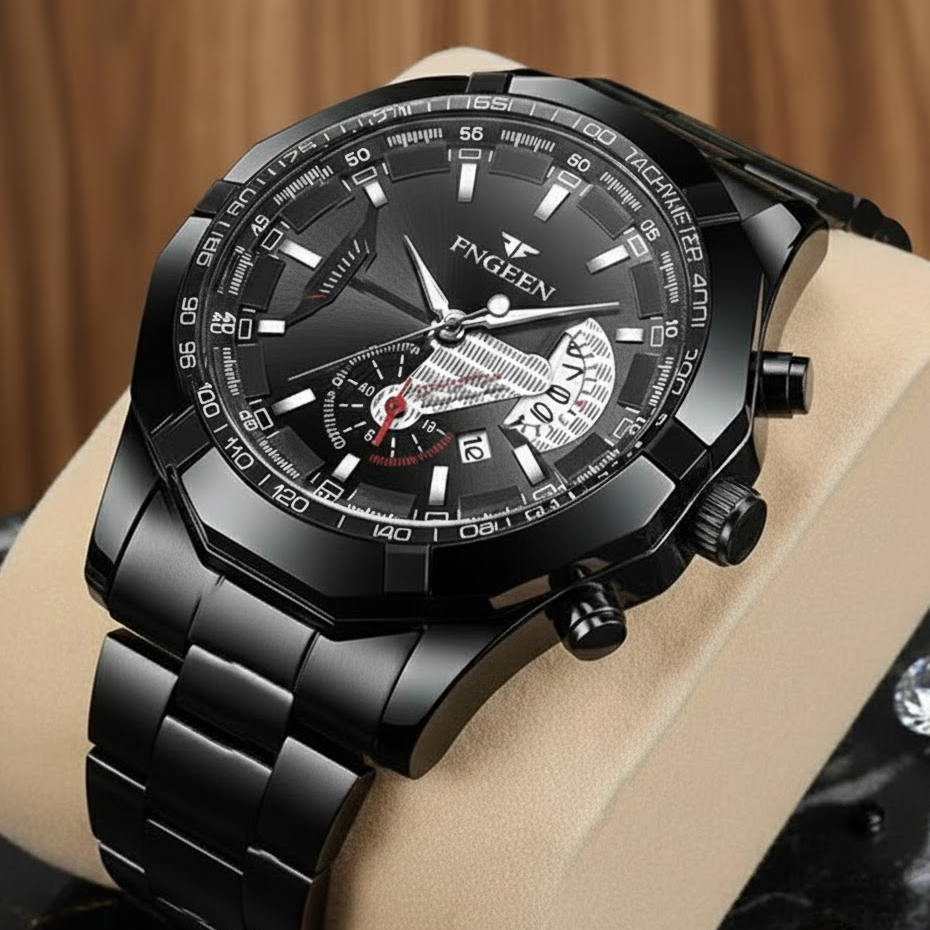 Matagos Jam Tangan Pria Slim Business Stainless Steel Waterproof Original Fngeen Asli Tahan Air J98