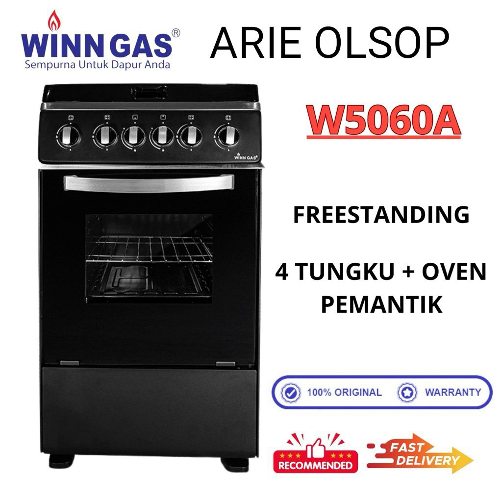 KOMPOR GAS  5060 A  GAS FREE STANDING 4 TUNGKU + OVEN WINN GAS W  _  5060  A