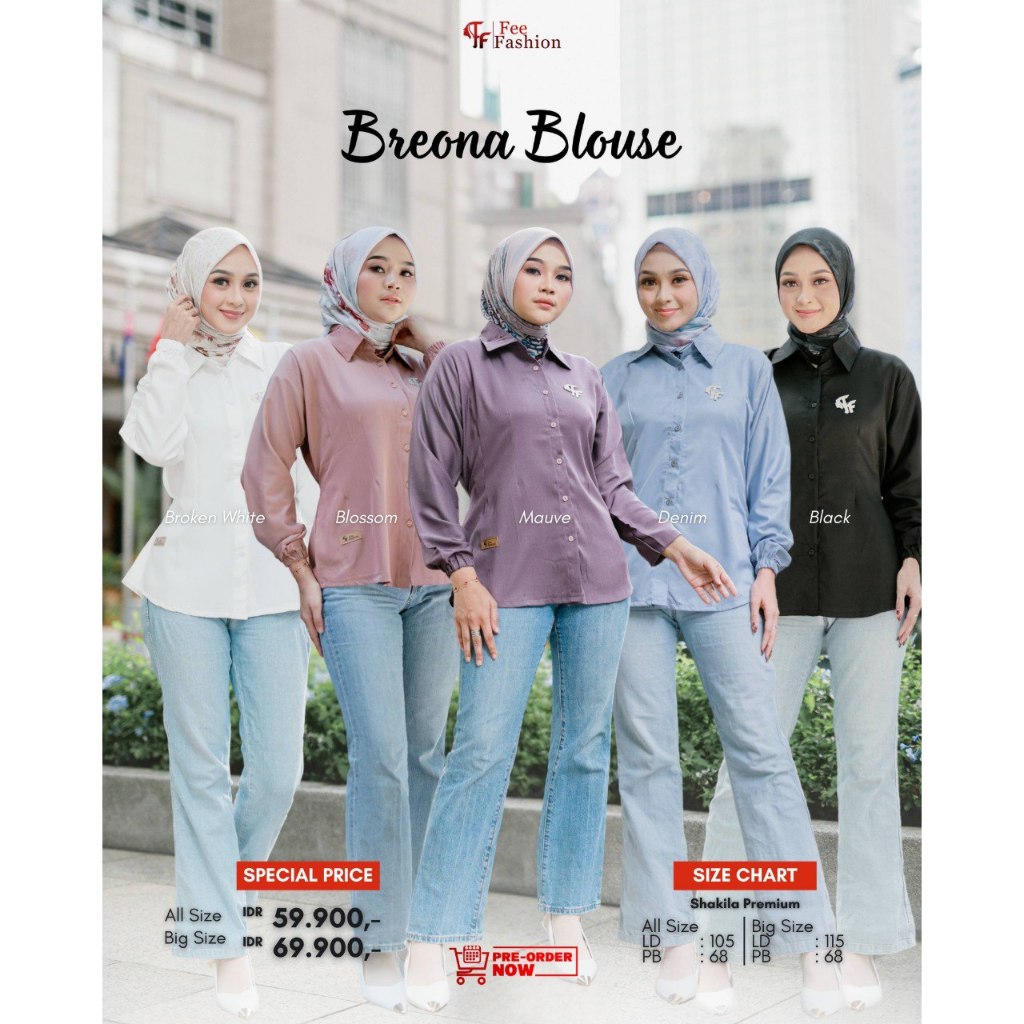 BREONA BLPOUSE - ELVETTA BLOUSE - FEE FASHION - BAHAN ADEM - KEMEJA ATASAN WANITA