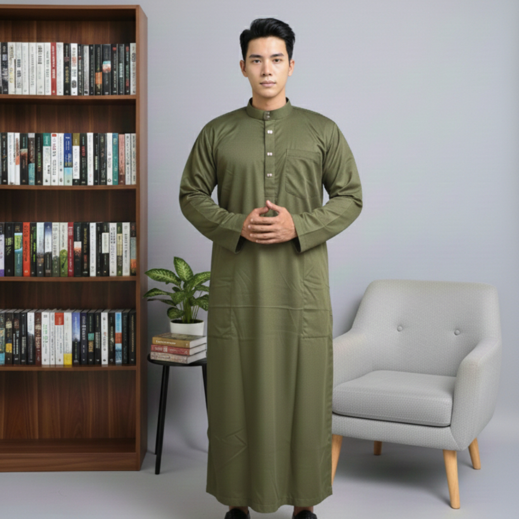 Gamis Pria Gamis Lengan Panjang Jubah Pria Dewasa Jubah Toyobo (C)