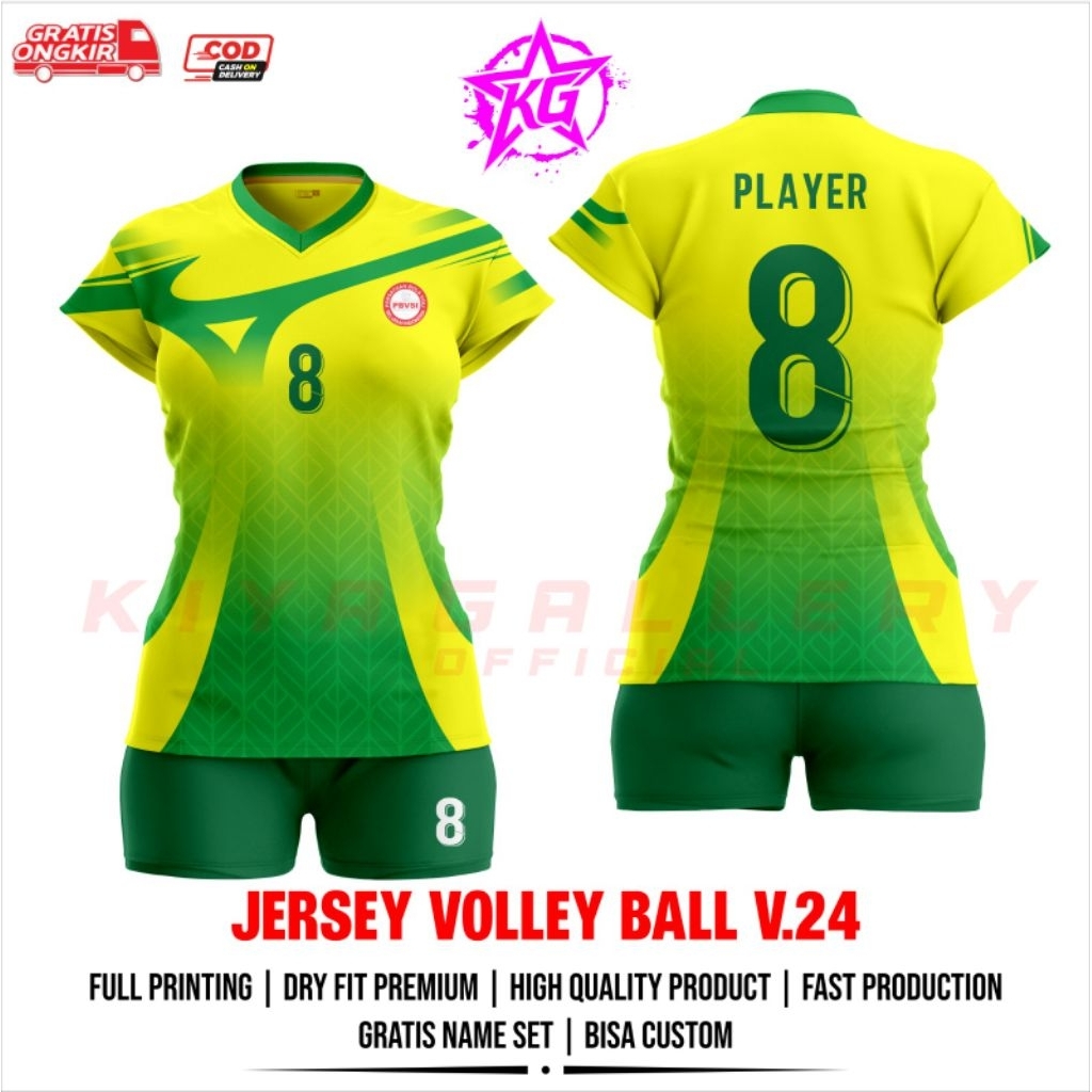 JERSEY BAJU VOLI WANITA V.24 FULL PRINTING GRATIS NAMA DAN NOMOR