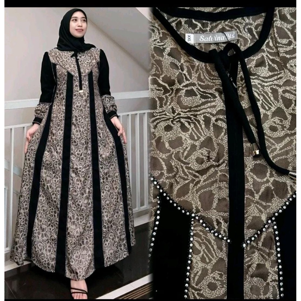 Gamis salvina katun bordir terbaru cod