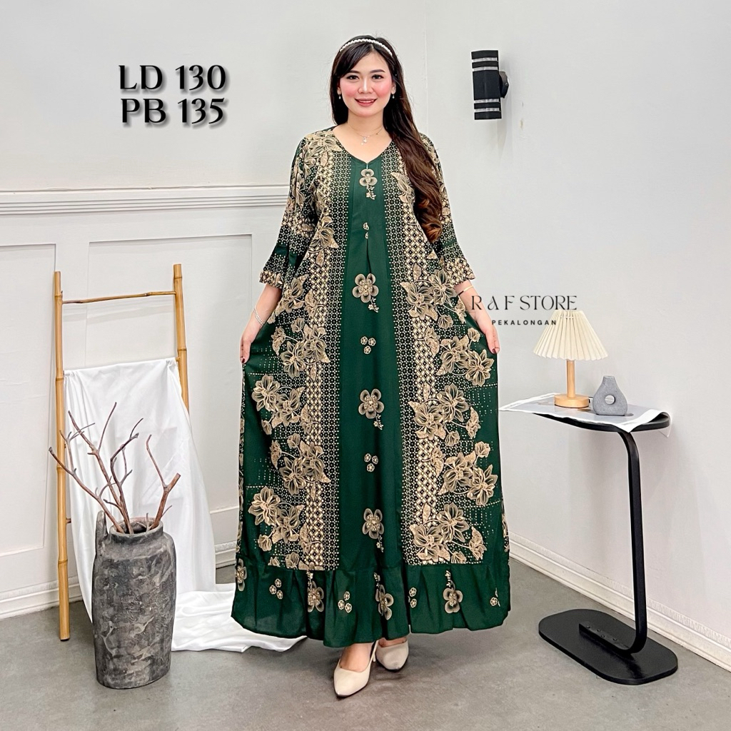 [MURAH MERIAH] GAMIS JUMBO LD 130 MUAT BB 90KG LENGAN 3/4 REMPEL BAWAH BAHAN RAYON TEBAL NYAMAN DIPA