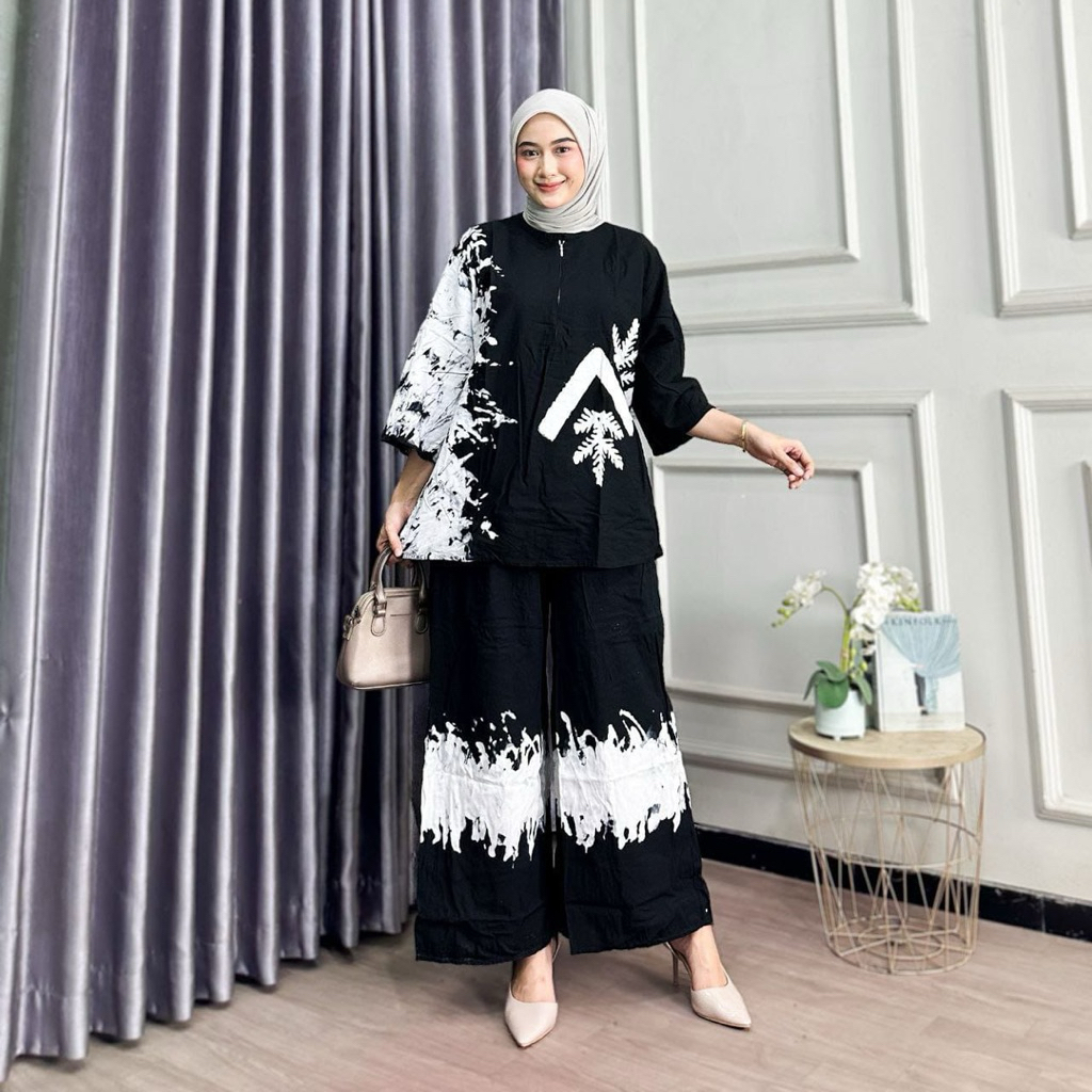 Oneset Kulot Jumbo Premium Abstrak - Samitex Super - Oneset Kulot Jumbo Motif Etnik Modern