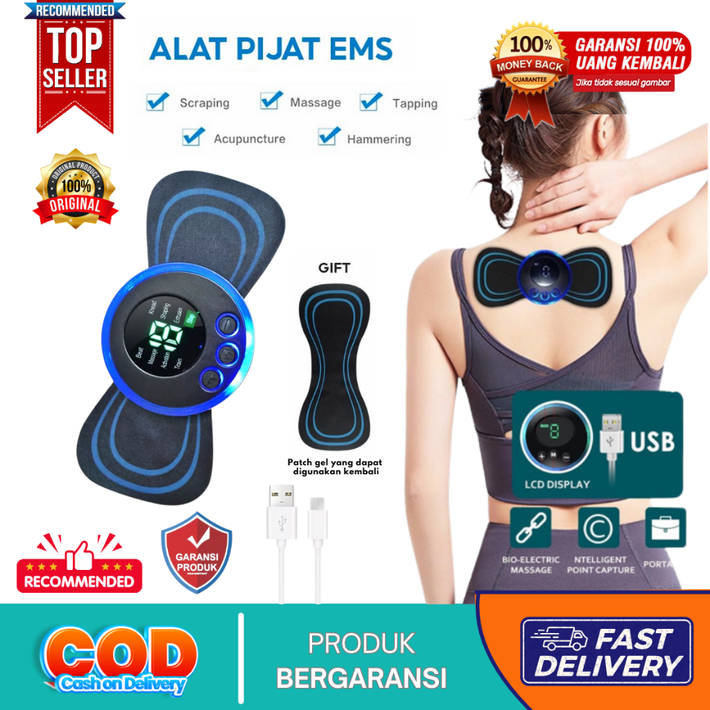 EMS Alat Terapi Pijat Leher Punggung Elektrik Mini Pad Mat Massager Alat Kusuk Pijet Urut Pinggang B
