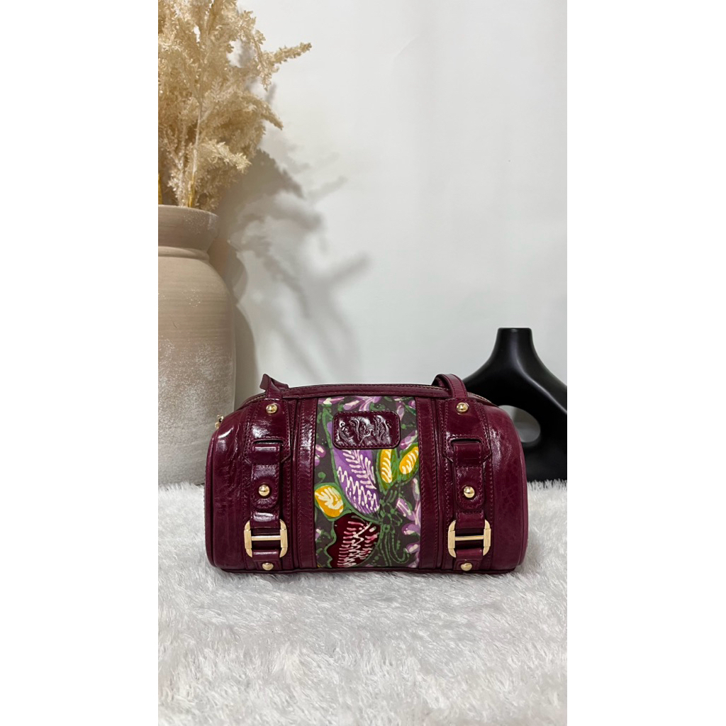 Oleilu - Sophia Series - Tas Speedy Mini - Kulit Sapi Italian Leather Mix Batik & Tenun NTT