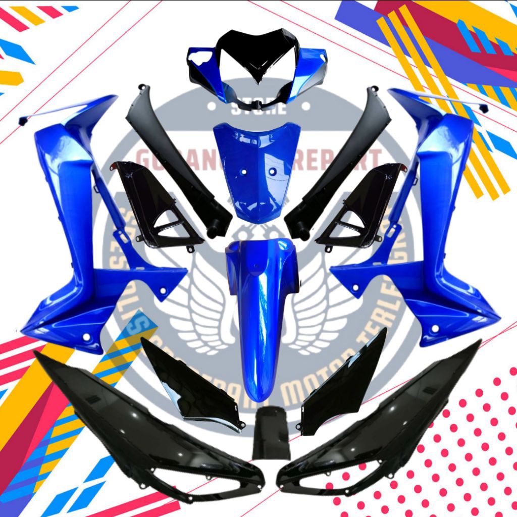 Full bodi supra x 125 double disk biru 2008-2014, Full bodi supra x 125 new batman, Cover bodi supra